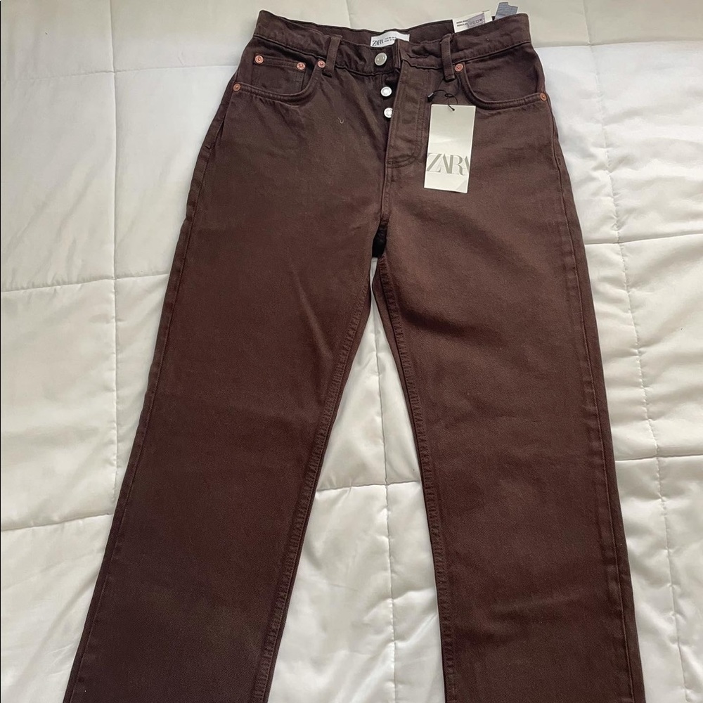 Zara High Rise Straight Leg Jean